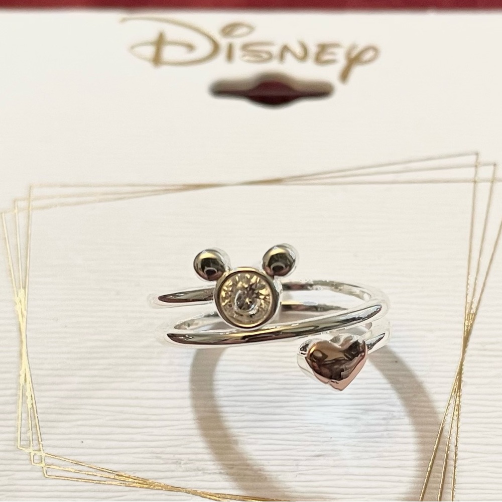 Disney Unwritten Forever Yours Mickey Mouse Ring Size 7 Silver Plated NWT